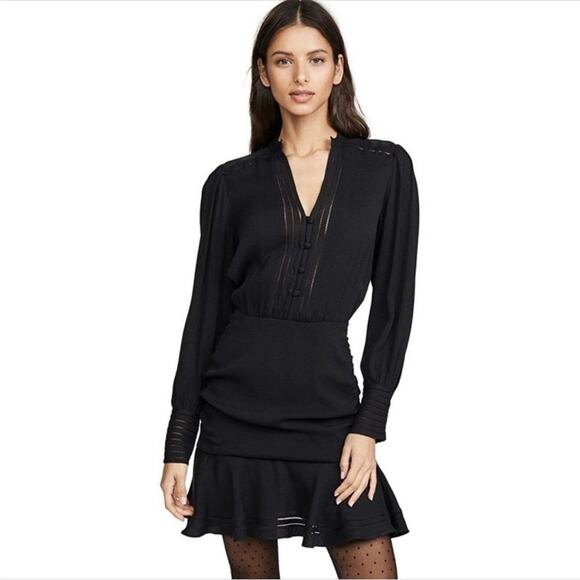 Veronica Beard Jasper Lattice Detail Long Sleeve Dress in Black Size 4 - Picture 1 of 7